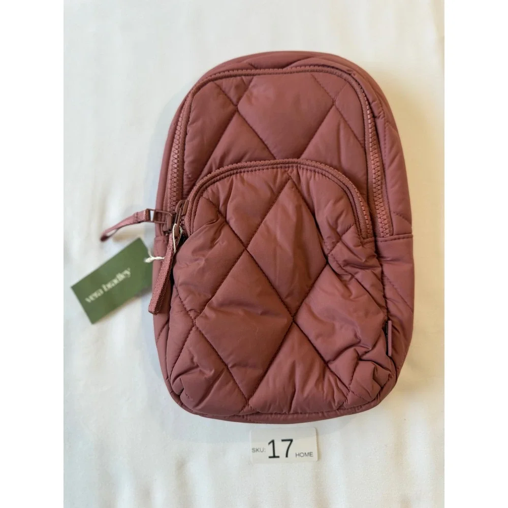 Vera Bradley Small Sling Backpack Quilted Performance Twill Rose Pink NWT